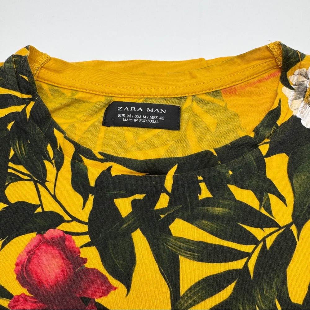 ZARA Men’s Floral Rose Yellow T-Shirt - Picture 8 of 12